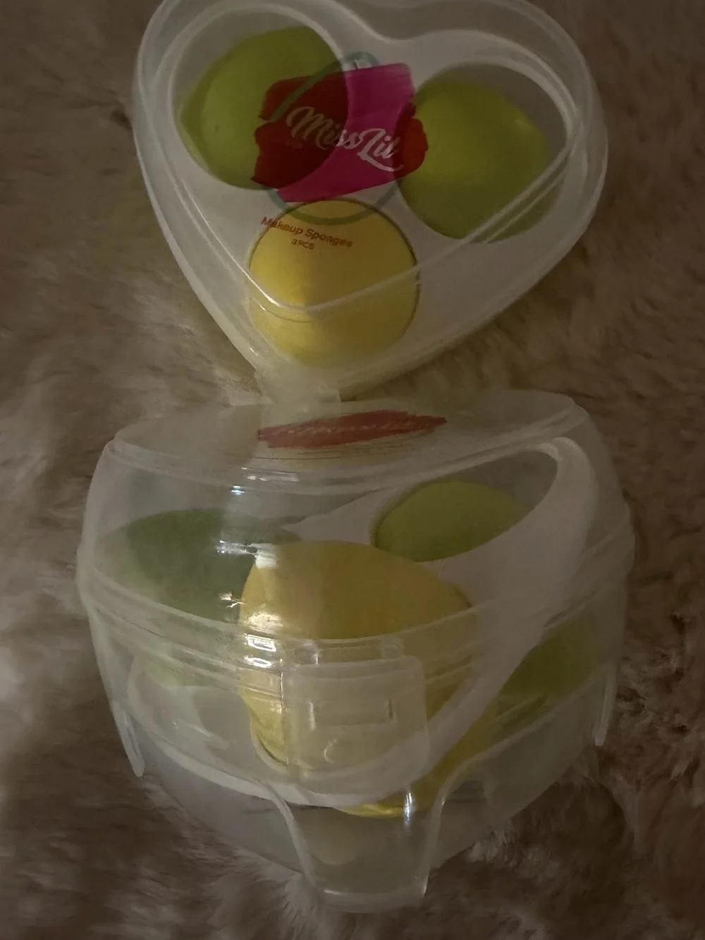 Miss Lil Yellow & Green Heart Sponge Duo — Soft Makeup Blenders